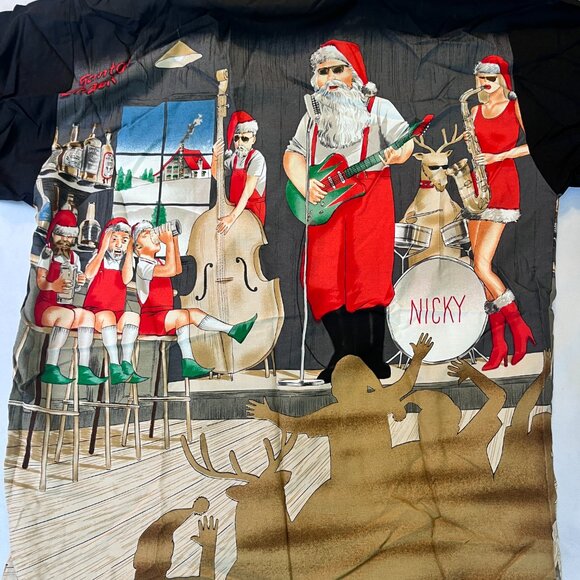 Tori Richards St. Nick Rockabilly Santa Short Sleeve Button Down Shirt Men's XL - Picture 7 of 7